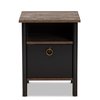 Baxton Studio Vaughan Modern and Contemporary Two-Tone Rustic Brown and Black Finished Wood Nightstand 180-11081-Zoro